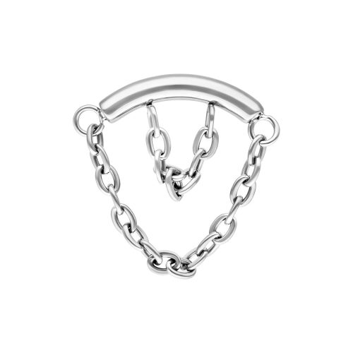 Silberner Double Chain Helix Aufsatz mit Ketten auf weißem Hintergrund
