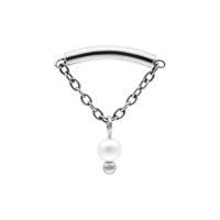 Silberfarbener Helix Push Fit Aufsatz mit Kette und Perle auf weißem Hintergrund