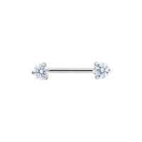 Silberner Candy Barbell mit kristallklaren Kristallen auf weißem Hintergrund