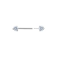 Silberner Candy Barbell, Titan, 12 mm Länge, klarer Kristall