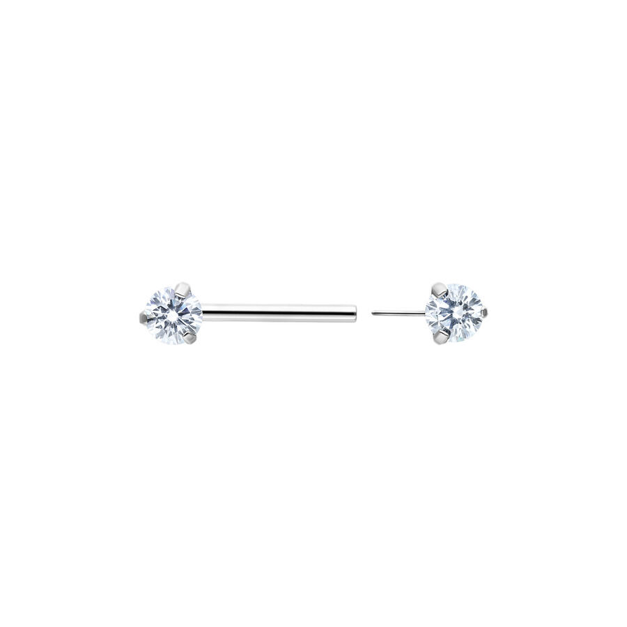 Silberner Candy Barbell, Titan, 12 mm Länge, klarer Kristall