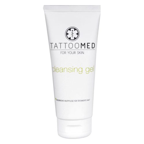 Weiße Tube TattooMed® Reinigungsgel 100ml auf neutralem Hintergrund