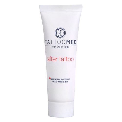 Weiße Tube TattooMed® after tattoo 25 ml auf weißem Hintergrund