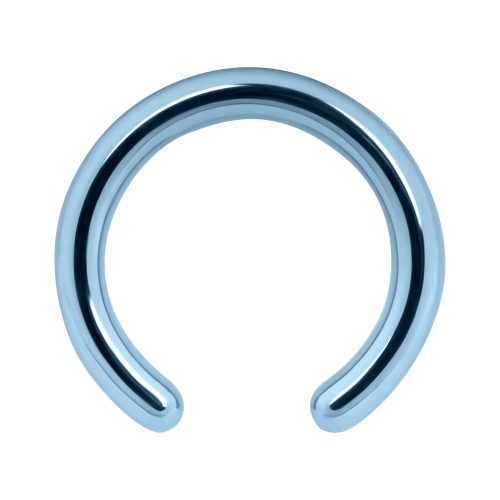 Hellblauer Clip in Ring aus Titan, 1,2 mm Stärke, 8 mm Durchmesser auf weißem Hintergrund