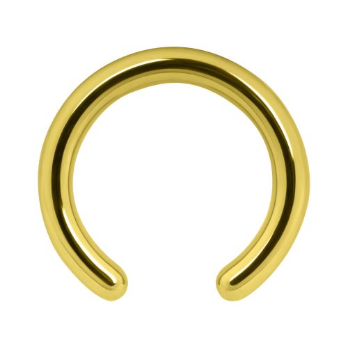 Gelber Clip in Ring aus Titan, 1,2 mm Stärke, 8,0 mm Innendurchmesser, auf weißem Hintergrund
