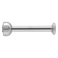 Silberner Mini Titan Labret mit Kristallklar Stein auf weißem Hintergrund