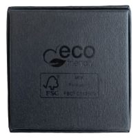 Schwarze Schmuckbox aus Pappe mit Wildcat-Logo und eco-friendly Aufdruck