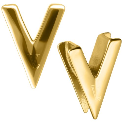 Goldene V-förmige Ohraufsätze auf weißem Hintergrund, Größe 10 mm