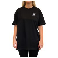 Unisex schwarzes Heavy Oversized T-Shirt, frontal, neutraler Hintergrund