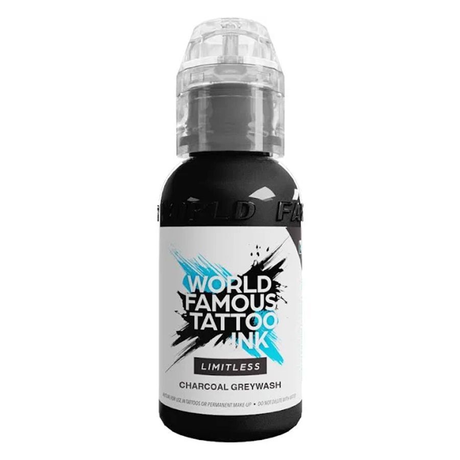 Flasche World Famous Ink Limitless Charcoal Grey Wash, 30 ml, auf weißem Hintergrund