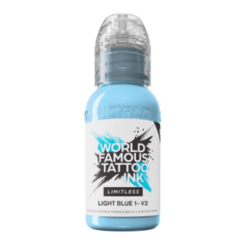 Flasche World Famous Ink Limitless Light Blue auf weißem Hintergrund
