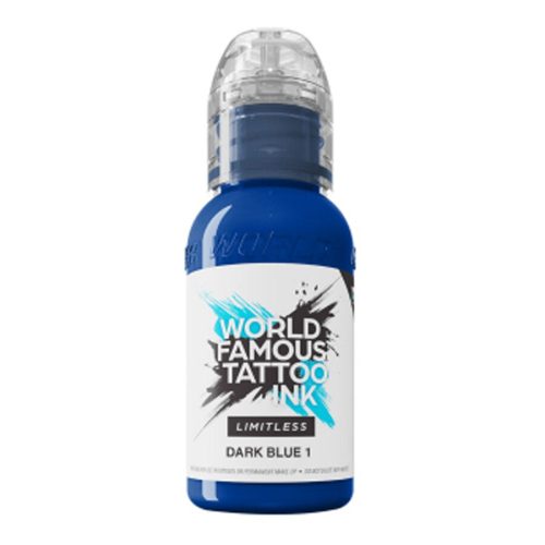 Dunkelblaue Tätowierfarbe, 30ml Flasche auf weißem Hintergrund