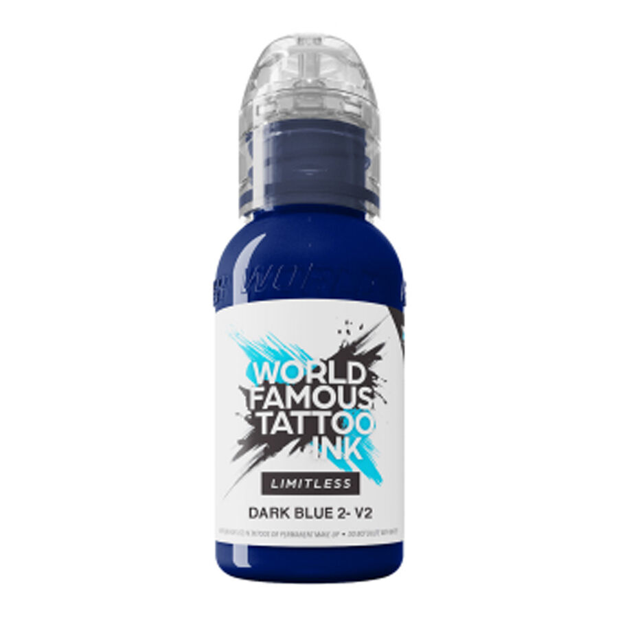 Flasche World Famous Ink Limitless Dunkelblau 2 V2 auf weißem Hintergrund