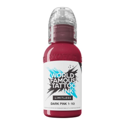 Tattoo-Tinte in dunklem Pink, 30 ml Flasche auf weißem Hintergrund