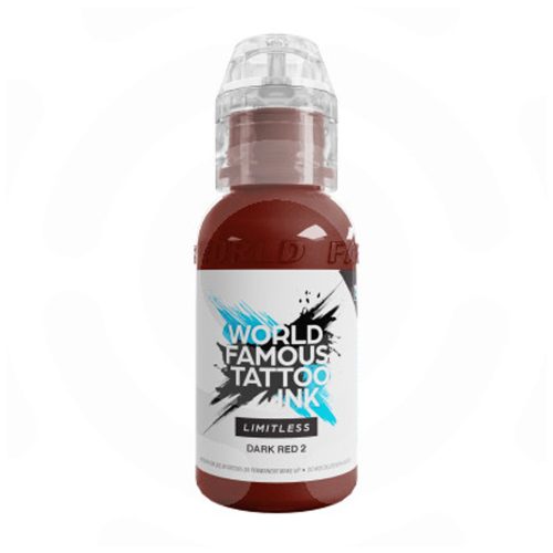 Flasche World Famous Ink Limitless Dark Red 2, 30ml, vor weißem Hintergrund