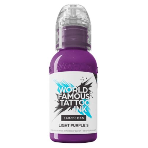 Flasche World Famous Ink Limitless in Lila auf weißem Hintergrund