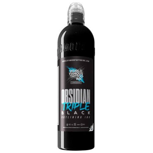 Schwarze Flasche World Famous Ink Limitless Obsidian auf weißem Hintergrund