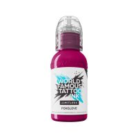 Pinkfarbene Tattoofarbe in 30 ml Flasche auf weißem Hintergrund