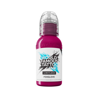 Pinkfarbene Tattoofarbe in 30 ml Flasche auf weißem Hintergrund