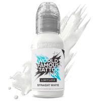 Flasche World Famous Ink Limitless Straight White 30 ml auf weißem Hintergrund