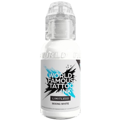 Flasche World Famous Ink Mixing White auf weißem Hintergrund