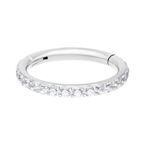 Weißgold-Hinged Ring mit Kristallen, 10mm Durchmesser, auf weißem Hintergrund