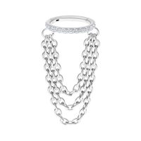 Weißgoldener Triple Chain Clicker mit Kristallen auf weißem Hintergrund