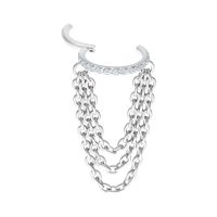 Silberner Triple Chain Clicker mit Kristallen auf weißem Hintergrund