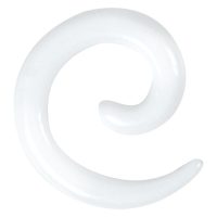 Weiße Acryl Dehnspirale auf neutralem Hintergrund in Spiralform