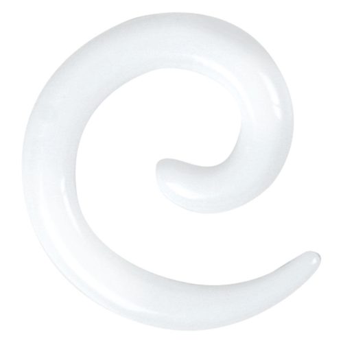 Weiße Acryl Dehnspirale auf neutralem Hintergrund in Spiralform