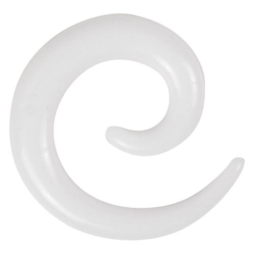 Weiße Acrylspirale auf weißem Hintergrund, Ohrpiercing