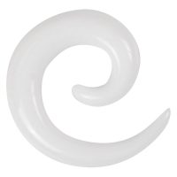 Weiße Acrylspirale in geschwungener Form auf neutralem Hintergrund