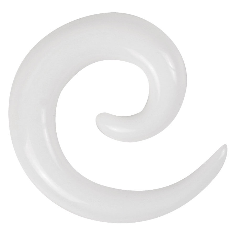 Weiße Acrylspirale in geschwungener Form auf neutralem Hintergrund