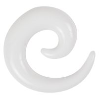 Weiße Acryl-Dehnspirale auf weißem Hintergrund