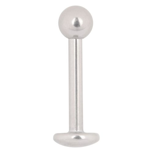 Weißgoldenes Titan Labret Piercing mit Kugel auf weißem Hintergrund
