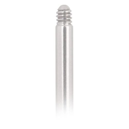 Silberner Titan Labret Stecker mit Außengewinde auf weißem Hintergrund