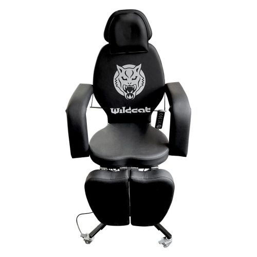 Schwarze Wildcat Pro Tattoo Liege mit Kunstlederbezug, auf Rädern