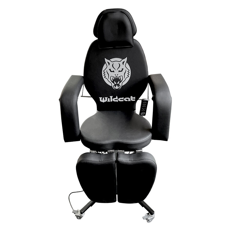 Schwarze Wildcat Pro Tattoo Liege mit Kunstlederbezug, auf Rädern
