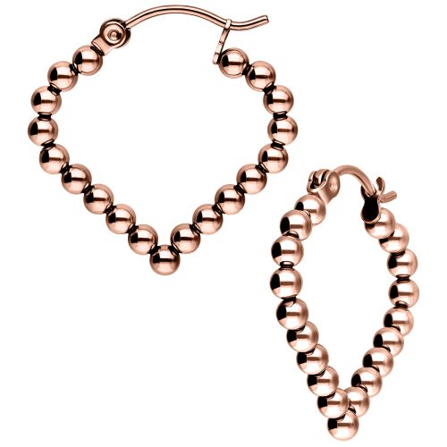Roségoldene Bubble Polygon Hoops aus Chirurgenstahl 316L auf weißem Hintergrund