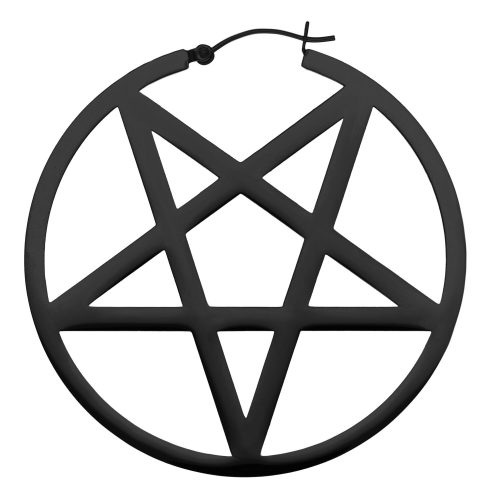 Schwarze Pentagram Ohrringe aus Chirurgenstahl auf weißem Hintergrund