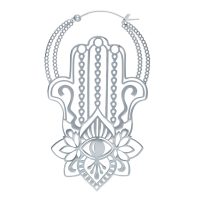 Silberne Khamsa Hoops mit filigranem Hamsa-Design und Klappverschluss