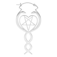 Silberne Ohrringe mit Schlangenmotiv und Pentagramm auf weißem Hintergrund