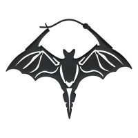 Schwarze, hochglanzpolierte Bat Hoops Ohrringe aus Chirurgenstahl auf weißem Hintergrund