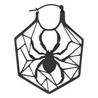 Schwarze Edelstahl-Ohrringe im Spinnennetz-Design auf weißem Hintergrund