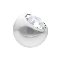 Weiße Titan Kugel mit klarem Kristall, 3,0 mm Größe