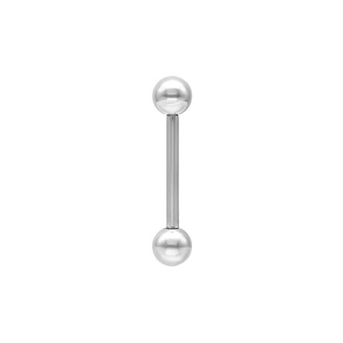 Silberner Basic Barbell aus Titan mit zwei Kugeln auf weißem Hintergrund