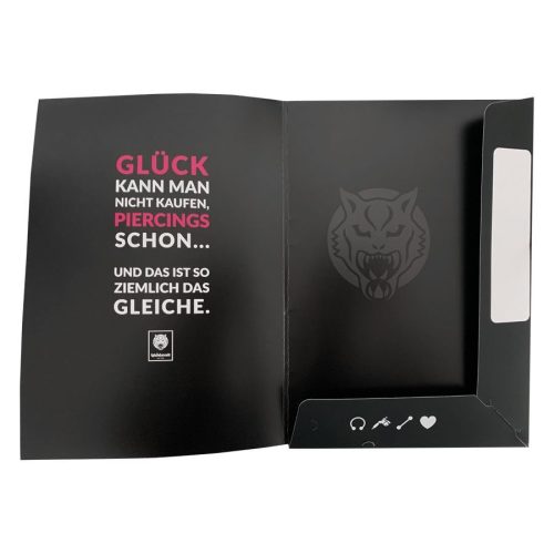 Schwarze DIN A4 Mappe von Wildcat mit Innentaschen und Aufdruck