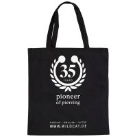 Schwarze Baumwolltasche mit Wildcat-Logo und Text auf weißem Hintergrund
