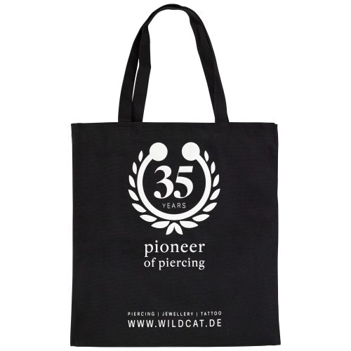 Schwarze Baumwolltasche mit Wildcat-Logo und Text auf weißem Hintergrund