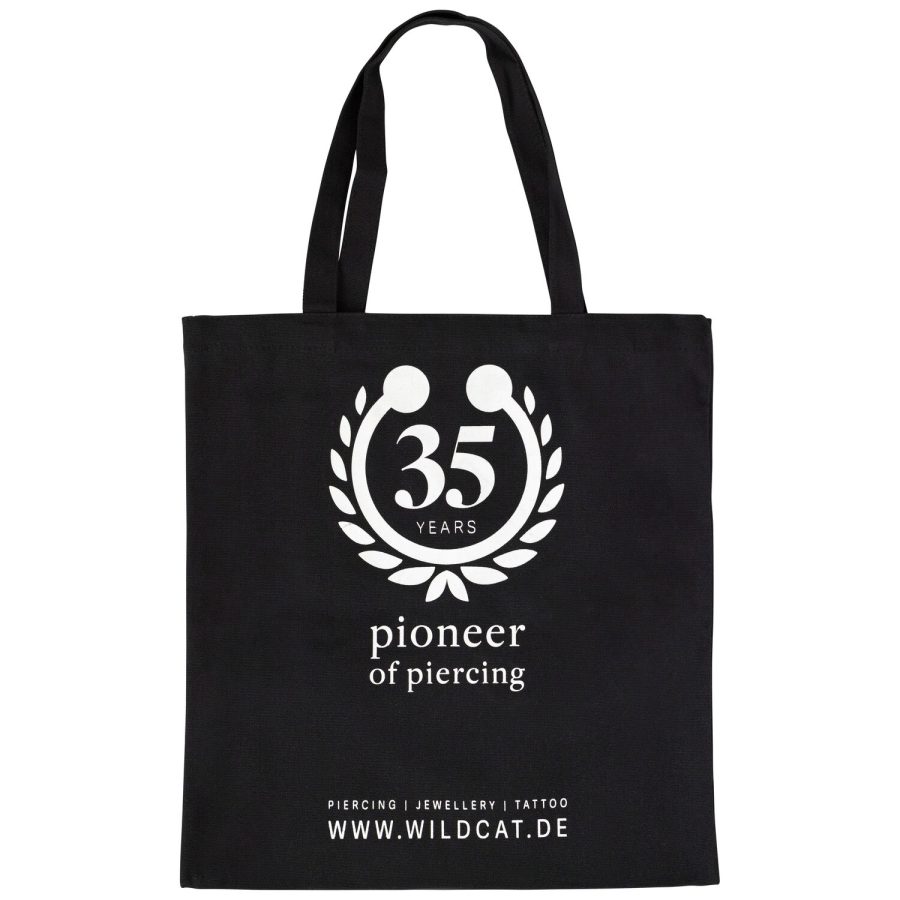 Schwarze Baumwolltasche mit Wildcat-Logo und Text auf weißem Hintergrund